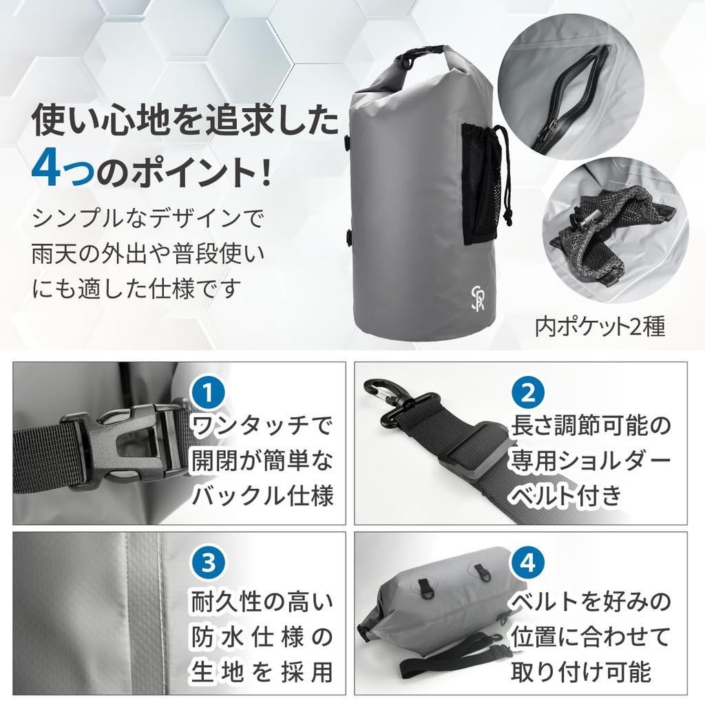 Waterproof Stuff Sack Dry 20L Water Resistant for and Outdoor with Shoulder Strap Bag, Capacity, Leisure, Sports, Activities, (Black) [Used]