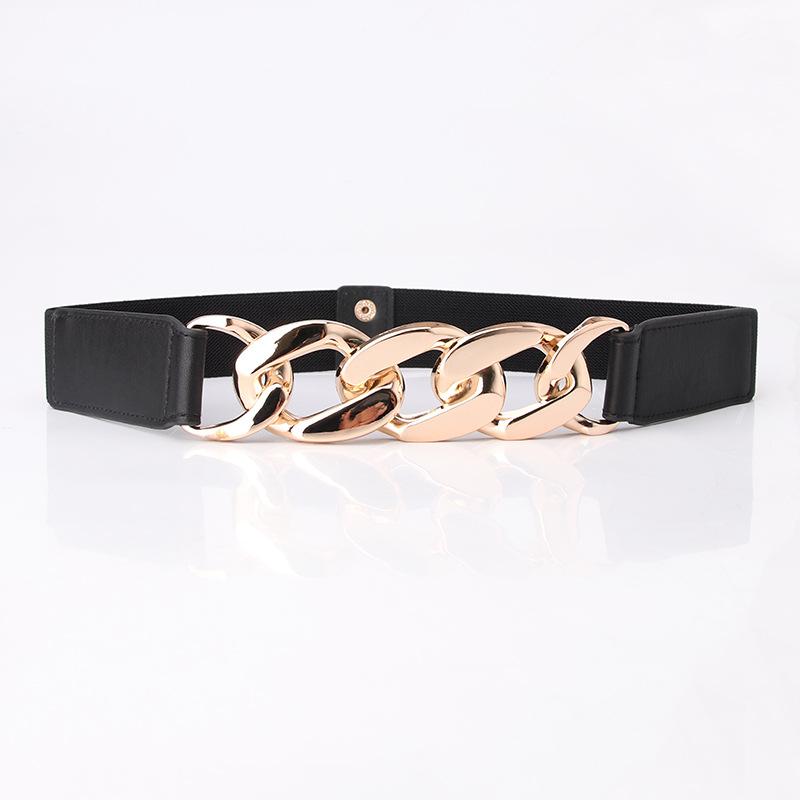 The Same Women S Student Dress Decorative Belt Exaggerated Chain Elastic Elastic Waist Seal Women S Belt