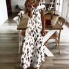 Women Plus Size V Neck Short Sleeve Geometric Printed Casual Long Dress