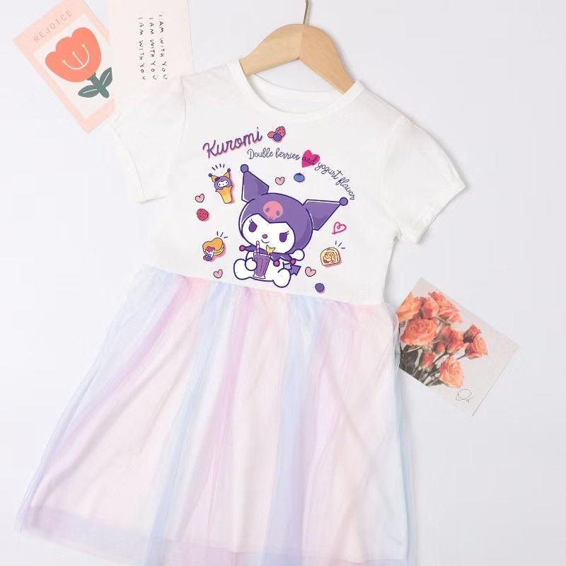 Girls' Stylish Kuromi & Melody Princess Summer Dress