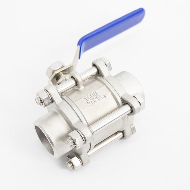 Haissidick 304 Stainless Steel 3-Piece Welded Ball Valve