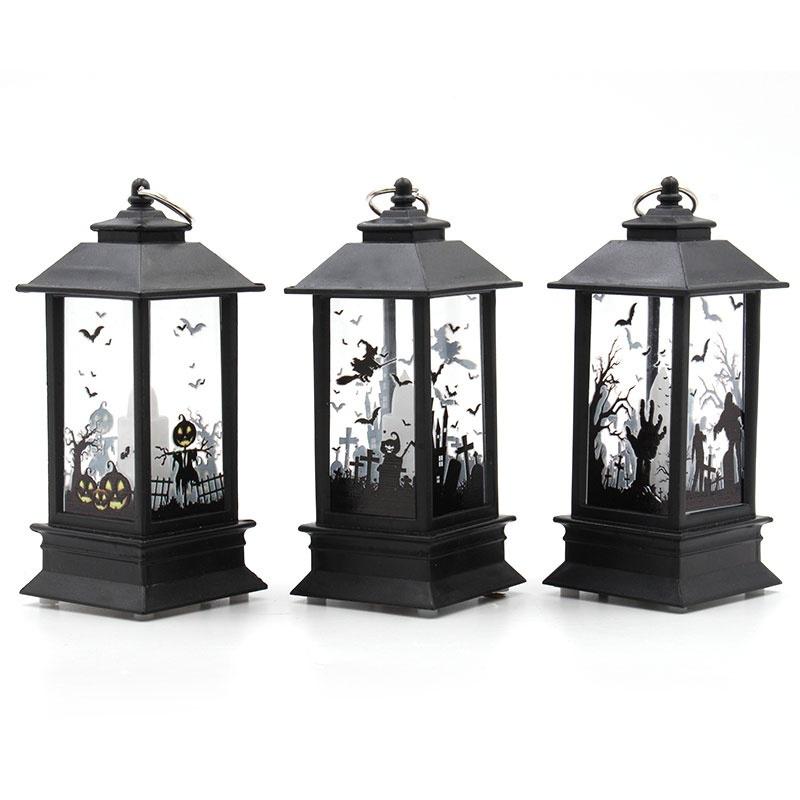 Small Halloween Simulation Flame Light Layout Desktop Decoration Vintage Style Hanging Oil Lamp