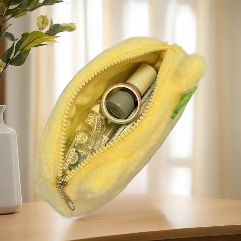 Cartoon Plush Pencil Case Cute Omelette Kitten Pen Bag Large Capacity Stationery Bag Cosmetic Bag Girls Gifts
