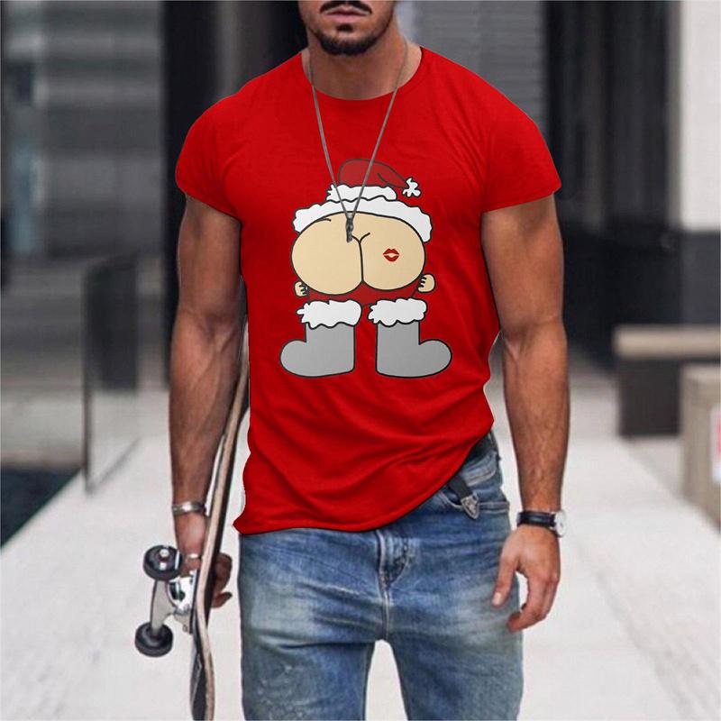 Santa Claus Deer Pattern T Shirt For Men Christmas 3D Printed Tees Summer Casual Loose T-Shirts O-Neck Short Sleeve Tops