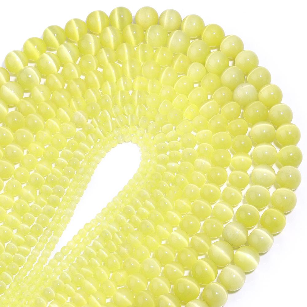 Perline rotonde in pietra sciolta di opale giallo chiaro per la creazione di gioielli fai da te, ciondoli fatti a mano, filo da 15''