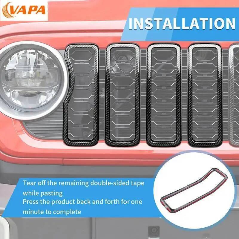 ABS Car Front Grille Ring Cover Bumper Mesh Trim Decoration for Jeep Wrangler JL Gladiator JT 2024 Up Exterior Accessories