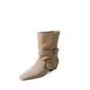 Wind Cow Anti-Velvet Fashion Boots Temperament Square Head Belt Buckle Sleeve Medium Heel Thick Heel Short Boots Large Size Boots