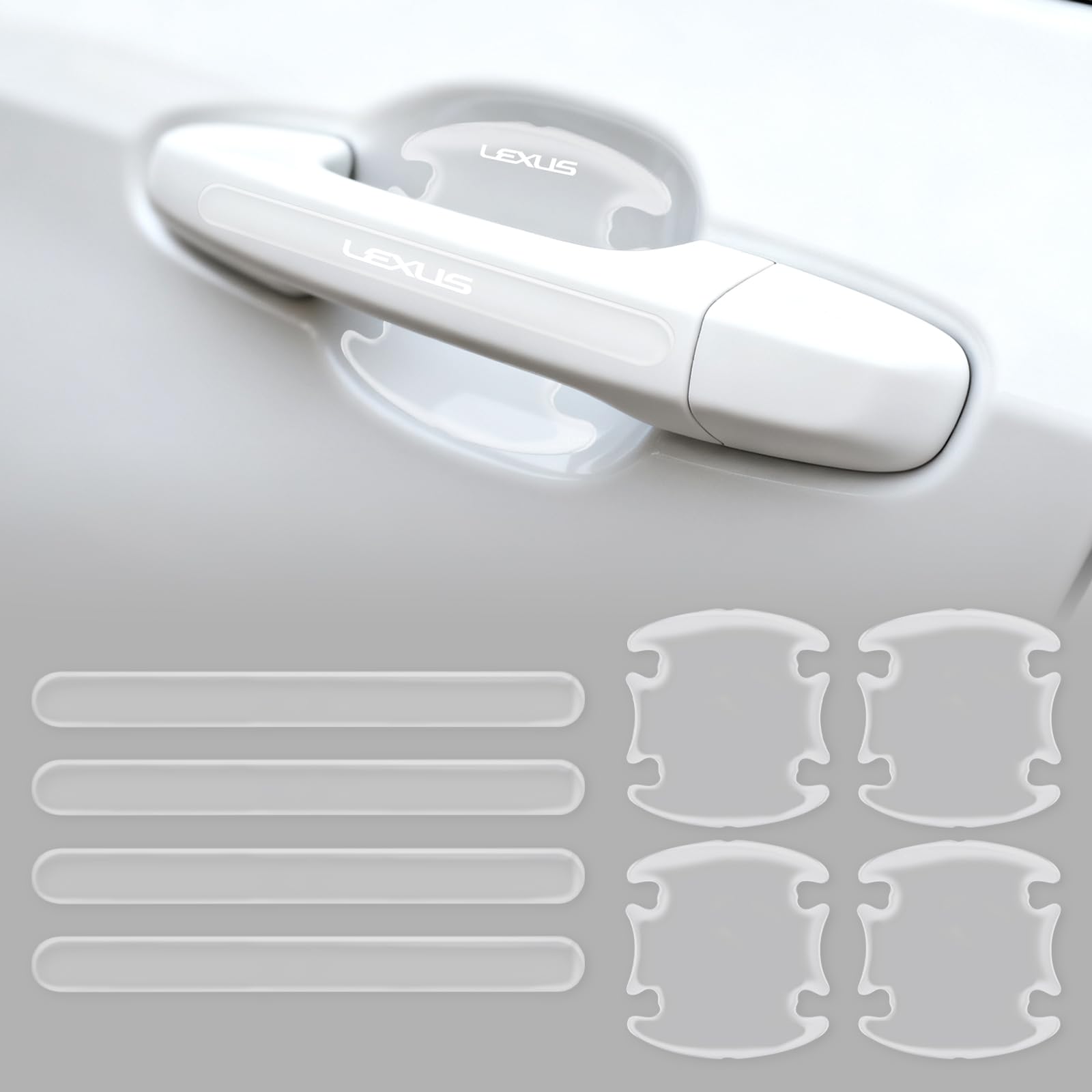 

Lexus Compatible Door Handle Protector, Set of 8, Transparent Cover, Genuine Fit Design, Full Lexus / Lexus application