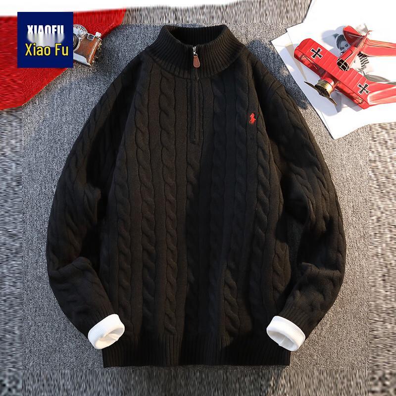 Herren Retro Lockerer Halb-Reißverschluss Rollkragen Strickpullover