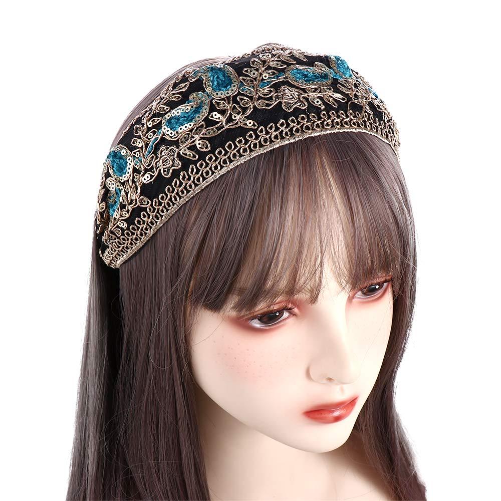 Wide Edge Cloth Sweet Lace Embroidered Headband Korean Style Headband Female Hair Hoop Headdress