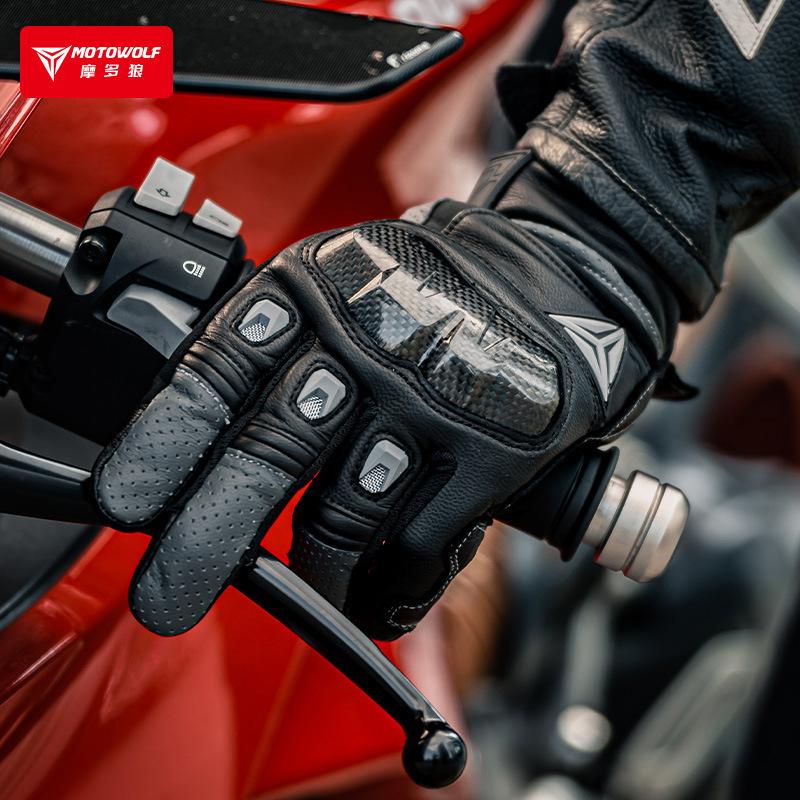Motowolf Summer Motorcycle Glove Men Women Motorcyclist Gloves Carbon Fiber Biker Racing Gloves Leather Motorcycle Equipment