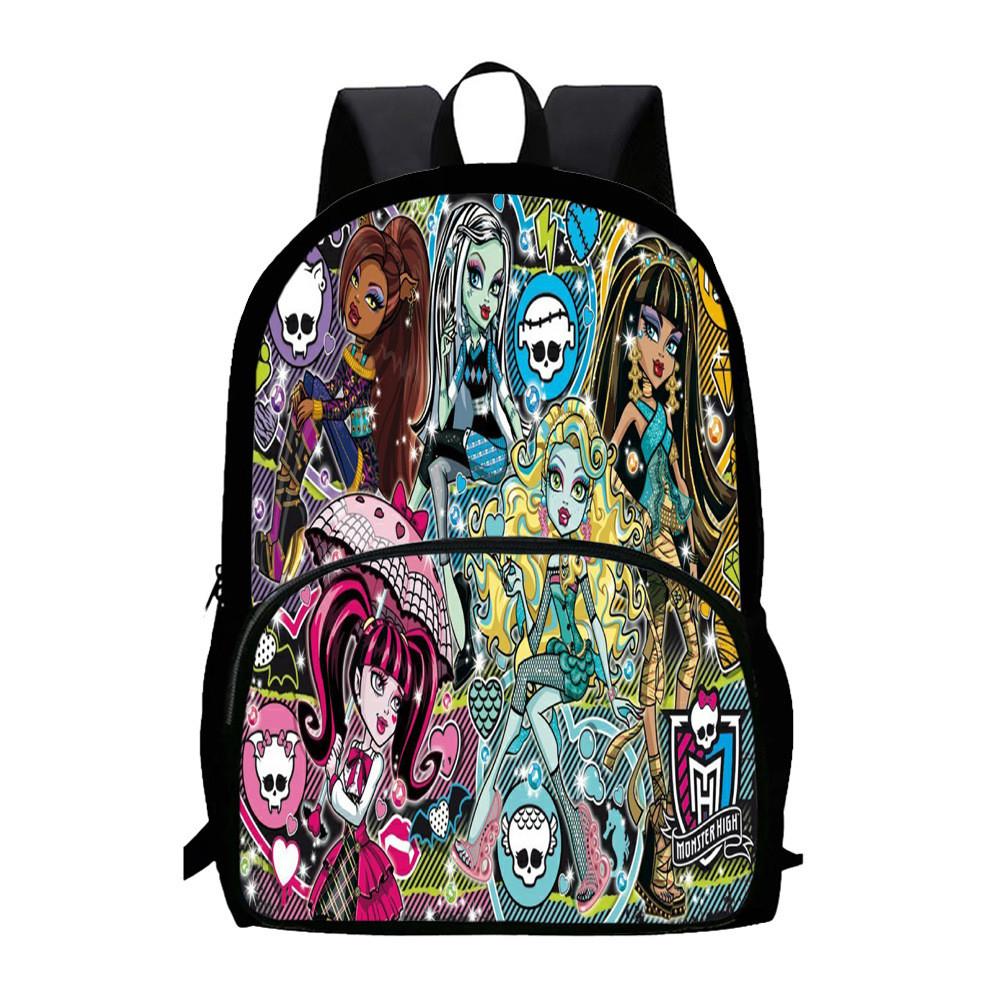 Capacity Children Large Backpack With Monster High Print Design For Daily School