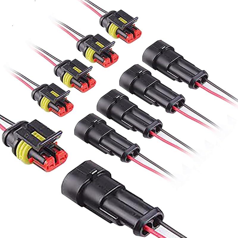 2 Pin Connector Waterproof,2Pin Way Car Electrical Connector With Wire 16AWG Marine For Car,Truck,Boat,Motorcycle And Other Wire Connections.