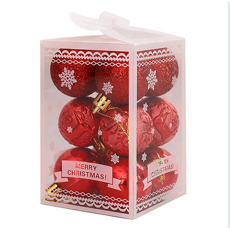 12Pcs/Set Christmas Ball Xmas Tree Pendant Decoration Glitter Bauble for Wedding Home Party New Year Indoor Hanging Gifts