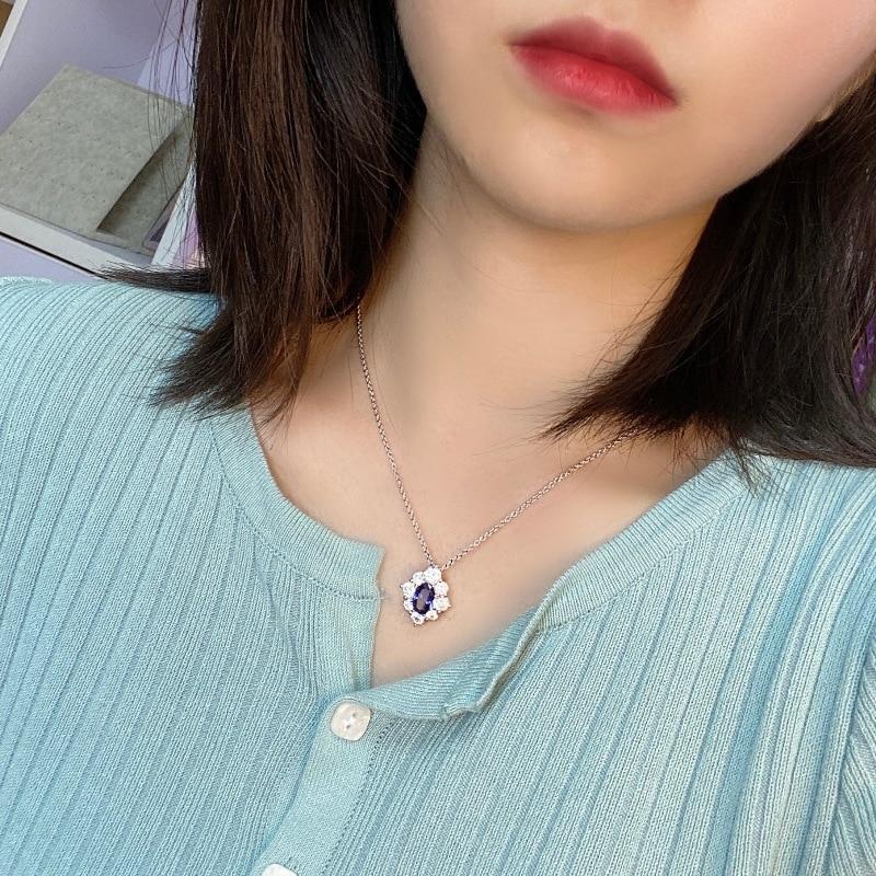 100 %S Color Sapphire Pendant Necklaces Sparkling High Carbon Women Diamond Nuptial Bridal Event Gathering Fine JewelryTrendy