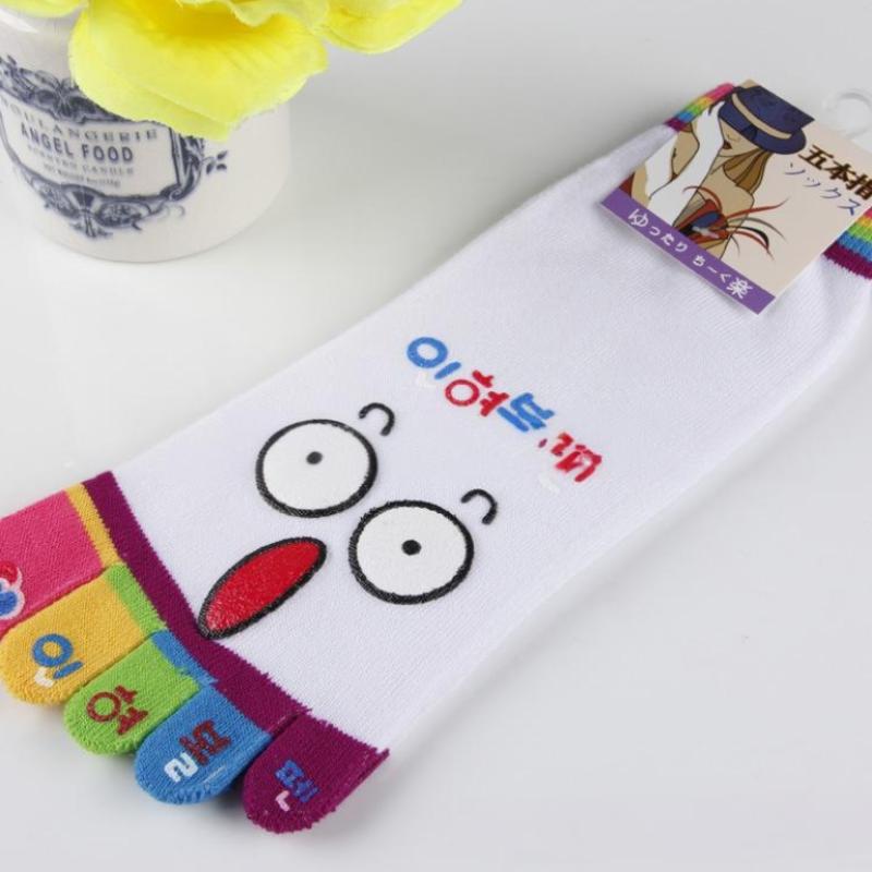 Cute Casual Five-Toed Crew Finger Show Funny Short Cartoon Cotton Socks Breathable Sweat Novelty Toe Socks  High Quality