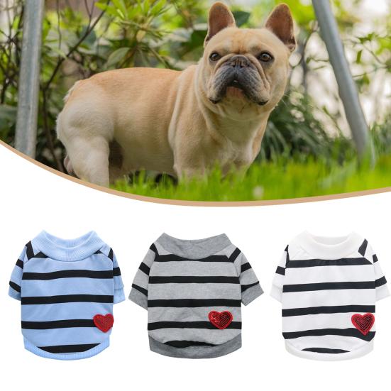 Pet Vest Stripe Pattern Dress-Up Breathable Pullover Type Comfy Dog Clothes for Home Wear