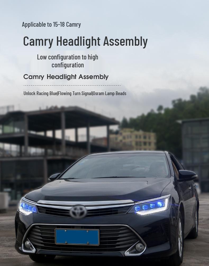 LED Headlight Assembly with Crystal Lens for 2015-2017 Toyota Camry - Includes Daytime Running Light