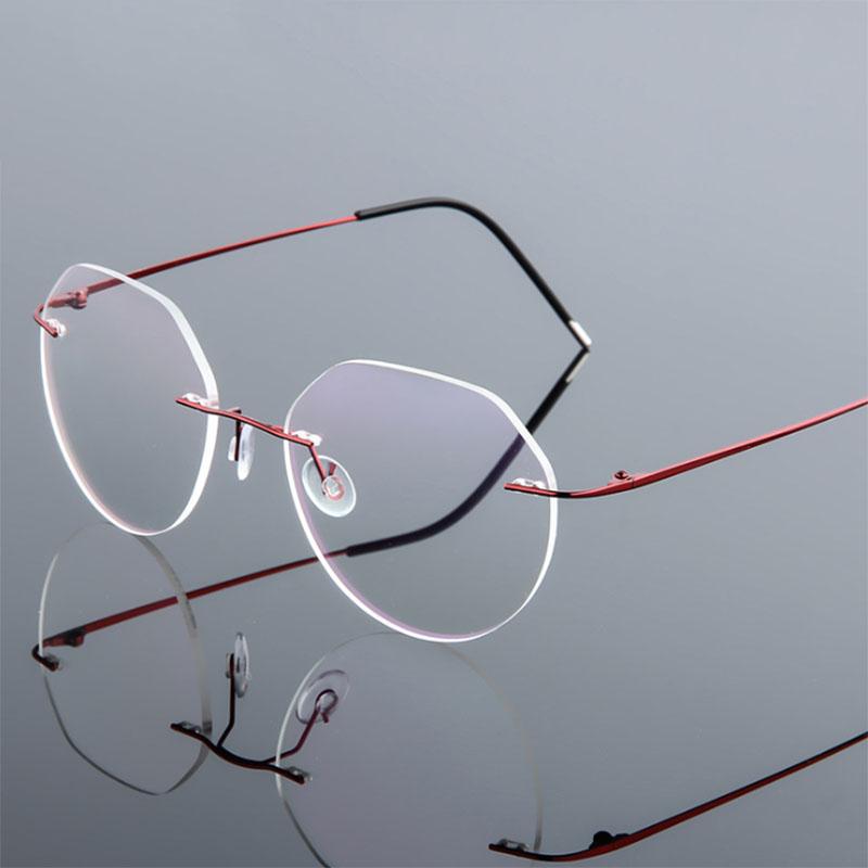 Polygon Foldable Flexible Ultra Light Titanium Alloy Myopia Eyeglasses Rimless Optical Glasses -0.5 -0.75 -1.0 -1.5 To -6.0