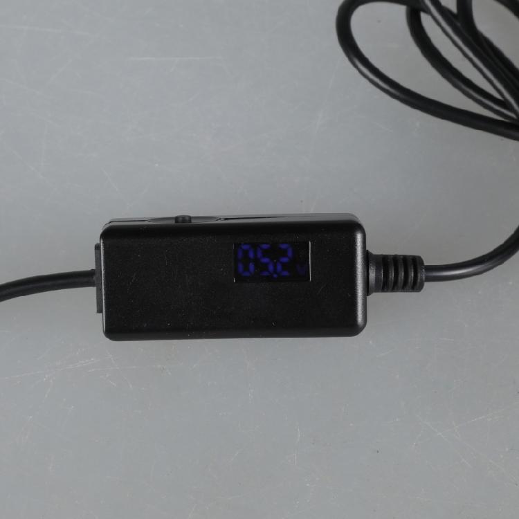 Digital Display USB Type C to DC5521 Power Cable Adjustable Voltages 5V 9V 12V 15V 20V for Multiple Gadgets 118cm Black