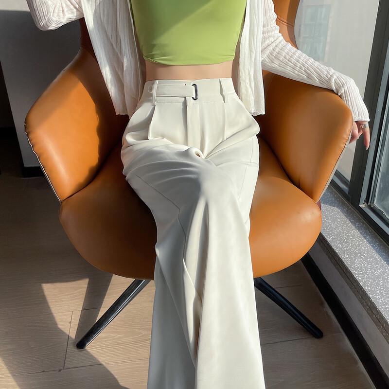 La Chapelle Women s 2026 Summer Ice Silk Cooling Wide Leg Suit Pants S