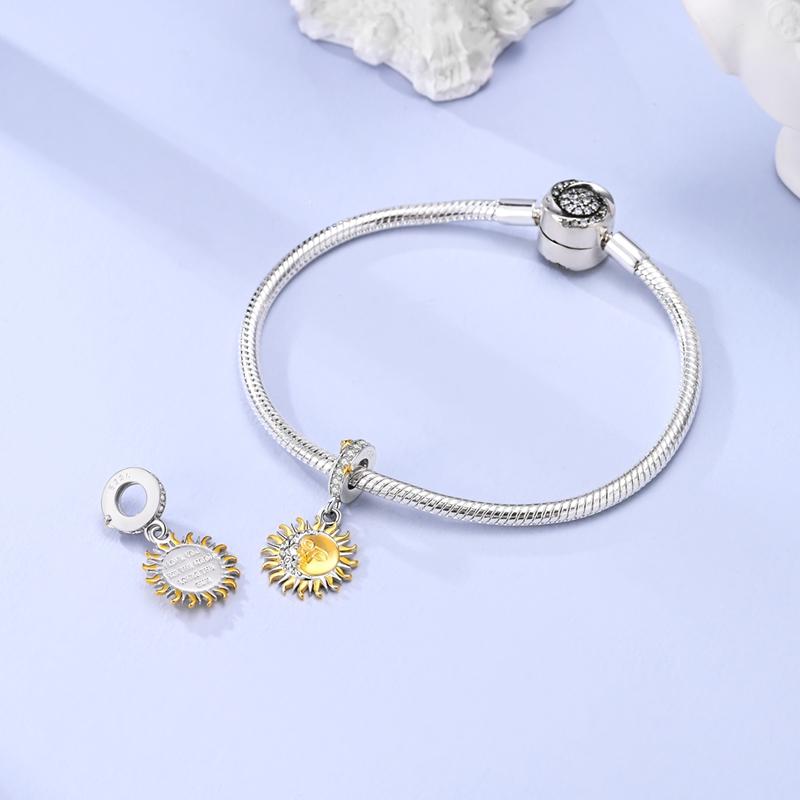 Original Charms Copper Mysterious Sun And Moon Pendants Fit Charms Plata Bracelets For Women Jewelry Making Fine Gifts