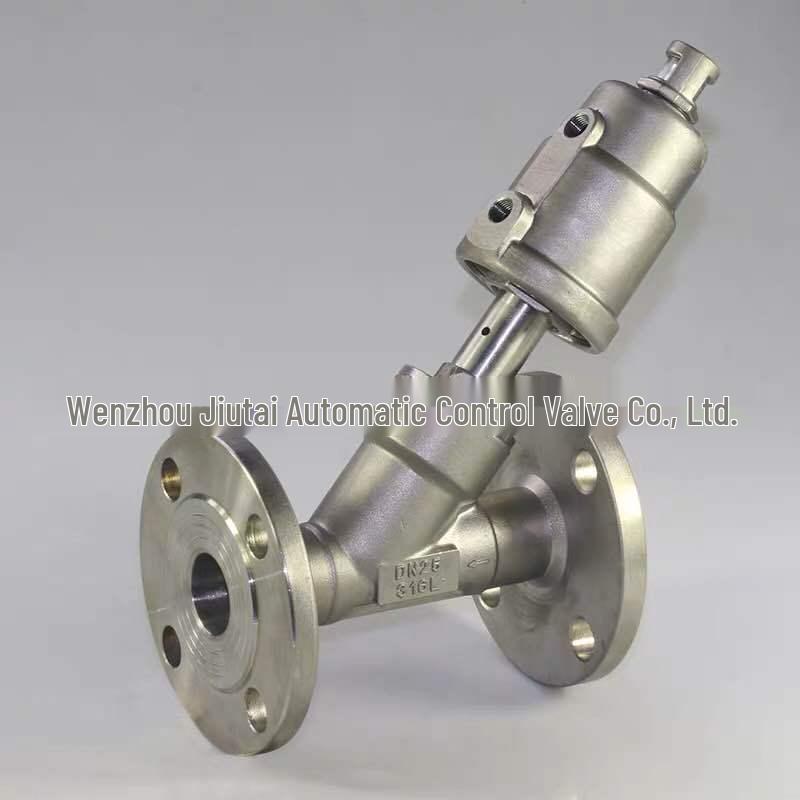 High-Temperature Resistant Stainless Steel Y-Type Pneumatic Flanged Angle Seat Valve
