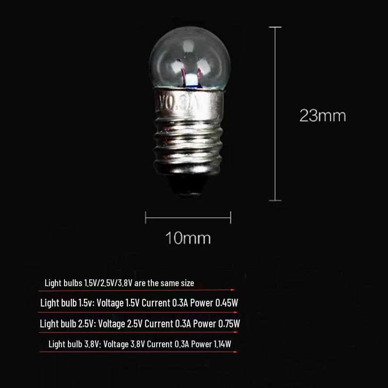 Compact Light Bulb Set - 1.5V, 2.5V, 3.8V Screw Base for Flashlights and Experiments