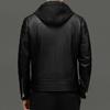 Men's Goat Leather Leather Jacket Men's Hooded Removable Youth Trend Motorcycle Clothing Leather Jacket