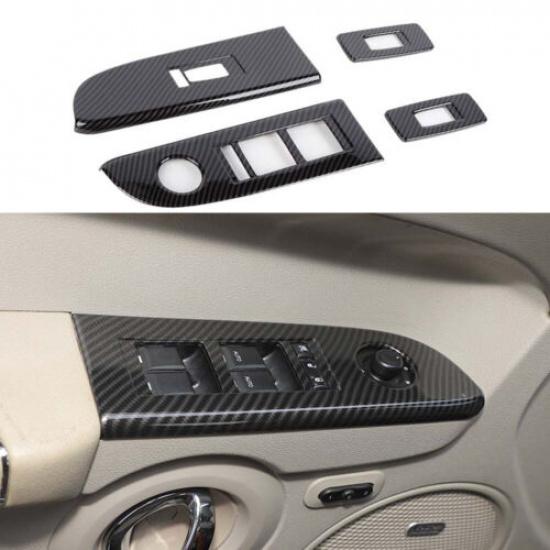 Car Window Lift Switch Frame Cover Trim for Jeep Grand Cherokee 2006-2010 Carbon