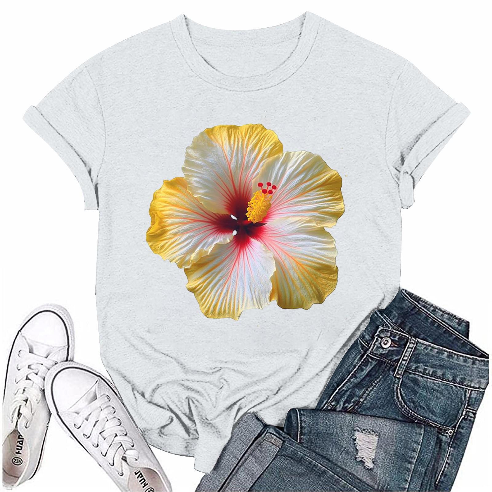 

Женская мода с принтом, круглым вырезом, коротким рукавом, футболка, пуловер, топ M белый