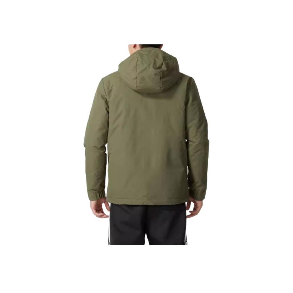 Adidas Sports Lifestyle Series Striped Design Hooded Comfortable Fashion Cotton Jacket Men Jacket Army-Green IV9230