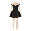 Women's Off Shoulder Deep V Neck Puffy Skater Mini Dress Ruched Waist Bodycon Sexy Summer Club Night Cocktail Party Dress