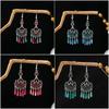 Minority Style Colored Water Drop Fringed Earrings, High-End Sense Diamond-Set Exquisite Earrings, Exotic Fashion Versatile Earrings