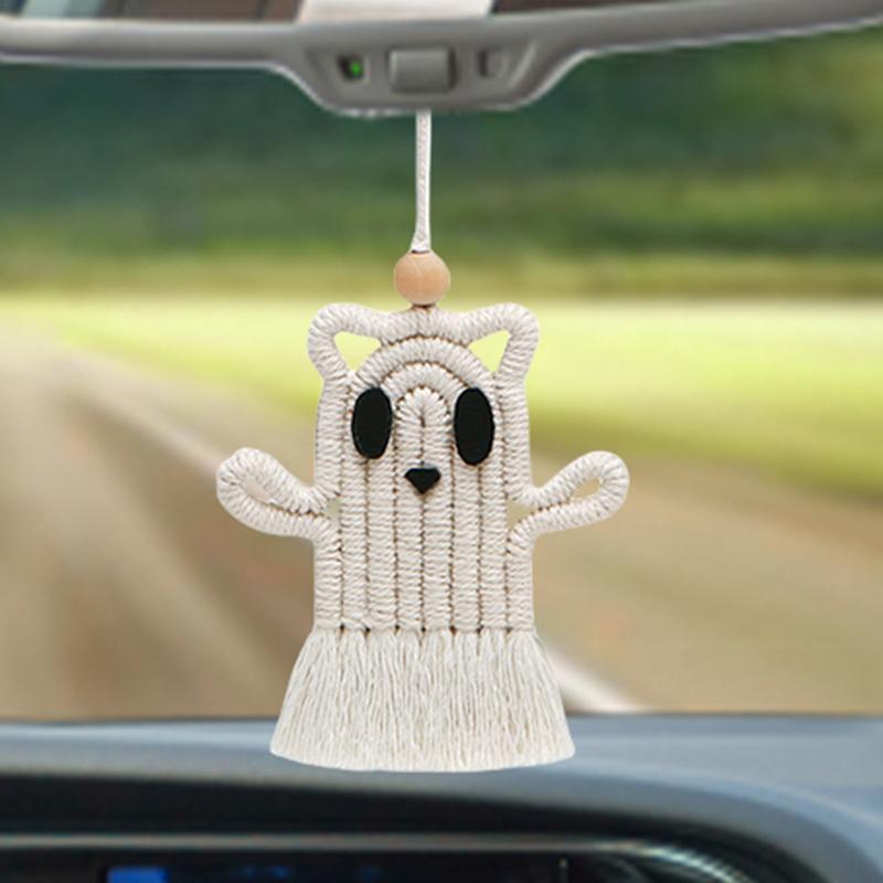 Halloween Woven Ghost Ornaments Cute Halloween Ghost Woven Ornament Macrame Tapestry Indoor Seasonal Photography Props For Wall