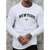 Men's  Loose Fit Plus Size Comfortable Casual Sports Boston Letter Printed Round Neck Long Sleeved T-Shirt Top