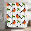Leuchtend Roter Vogel Weihnachts-Duschvorhang Dekoratives Aquarell-Badezimmerteppich-Set Floraler Blumendruck Heim-Badezimmerdekoration 180x240