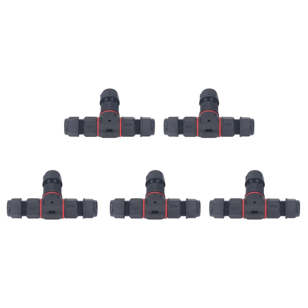 5Pcs T Type Aviation Connector 3 Pin Butt Joint IP68 Waterproof Plug Socket 16A AC250V