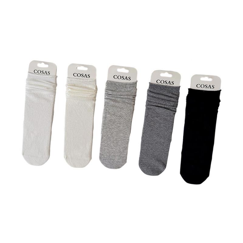 Rolled-edge Children's Thin Model Moisture-wicking Breathable Mid-calf Socks, Pure Color, Simple Design, Versatile and Easy To Match. Pile Socks.