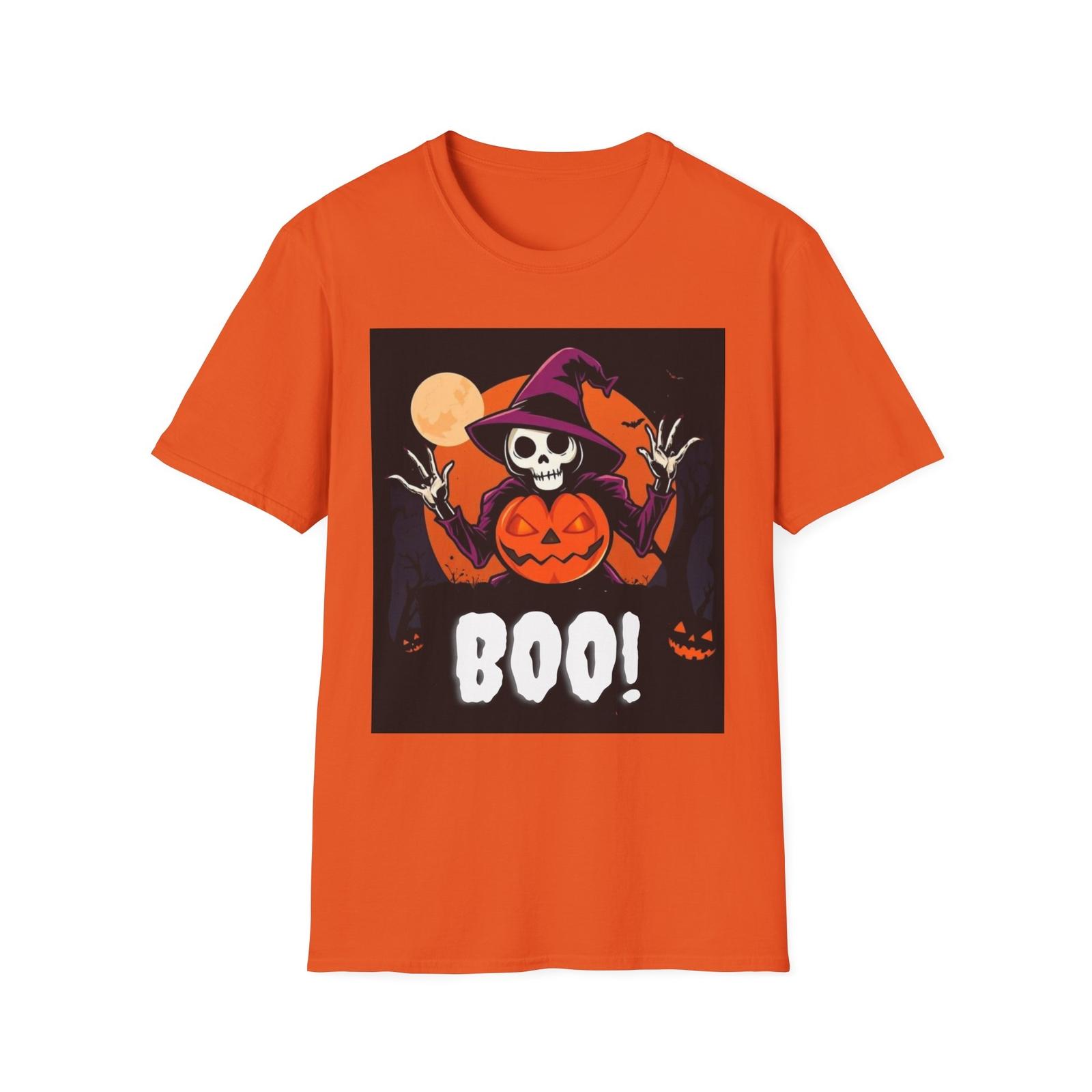 

Halloween Skeleton T-Shirt, Unisex Boo! Shirt, Fall Apparel, Spooky Costume, S разноцветный