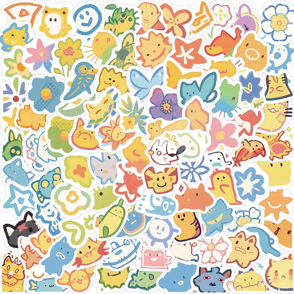 100 Cartoon Small Fresh Stickers Decorate Guitar Notebook Suitcase DIY Waterproof
