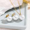 Elegant Non-Fading Pearl Earrings & Necklace Set: Versatile Light Luxury with Four-Claw Design for Women.