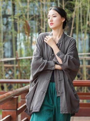 Cămăși vintage cu mânecă liliac pentru femei Topuri Bluze de culoare solidă cu nasturi Cămăși pentru femei în stil chinezesc