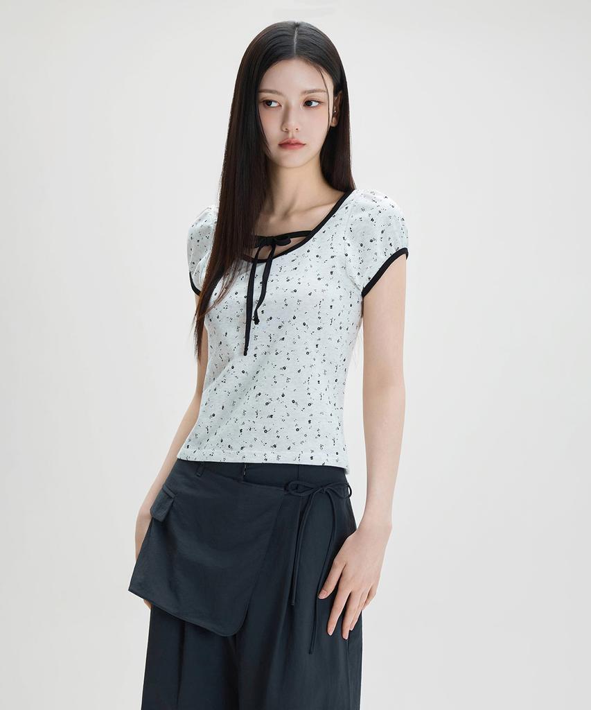 MIXXO Small Floral Short Sleeve T-Shirt Re Hwg108S_Miwhwg31Qa