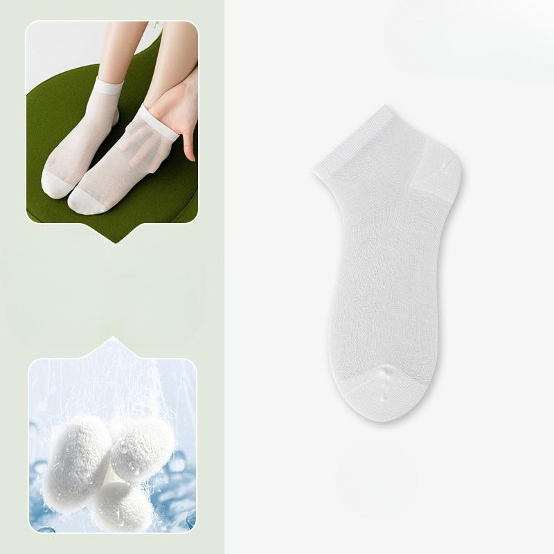 

Silk Stockings for Children, Summer Lightweight Short Socks That Wick Away Sweat, Breathable, Antibacterial and Deodorizing, Mid-calf Length Socks 1 pair белый