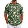 Men's Short Sleeve Polo Shirt Hawaiian Style Loose Fit Casual Top Button Down Collar Soft Fabric All Over Print Design