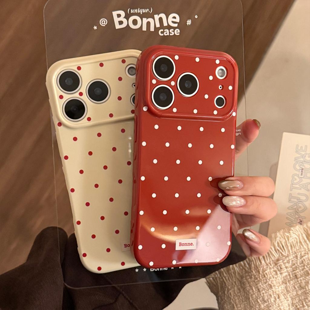 Suitable for Apple 17 Pro Max Phone Case iPhone 16 New Year Red Polka Dot 15 Simple Festive 1411