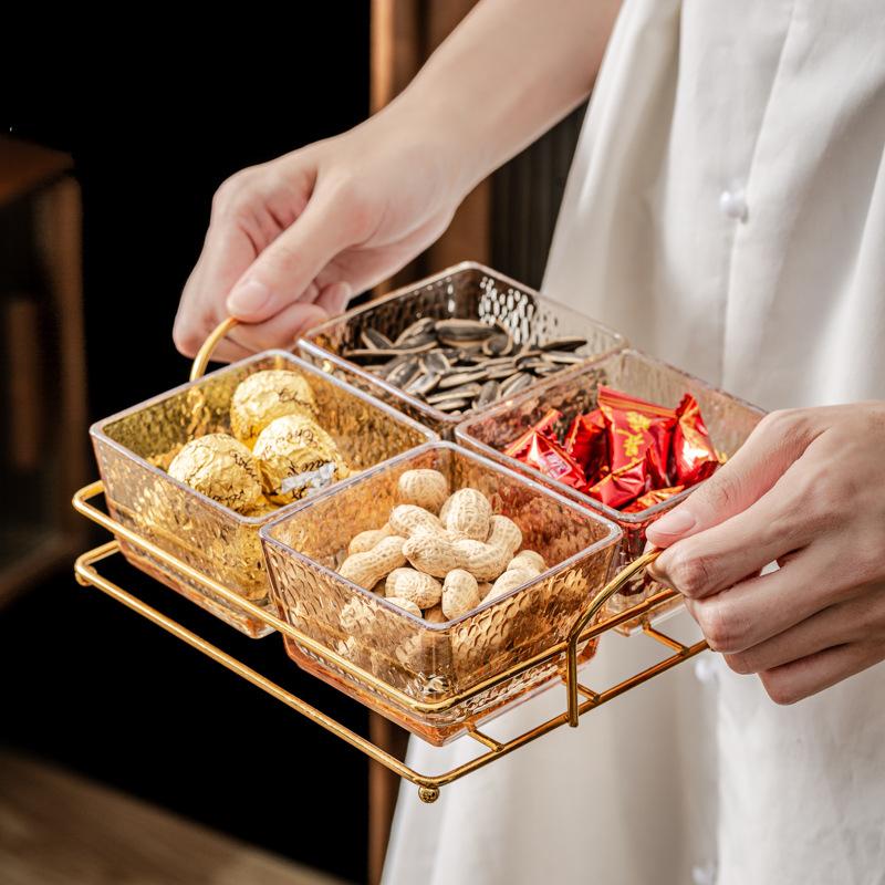 Skleněná Dělící Mísa na Ovoce Komerční Servírovací Mísa na Svačinu Talíř na Ovoce a Svačinu Elegantní Servírovací Podnos Ideální pro Večírky Bufety nebo Restaurace