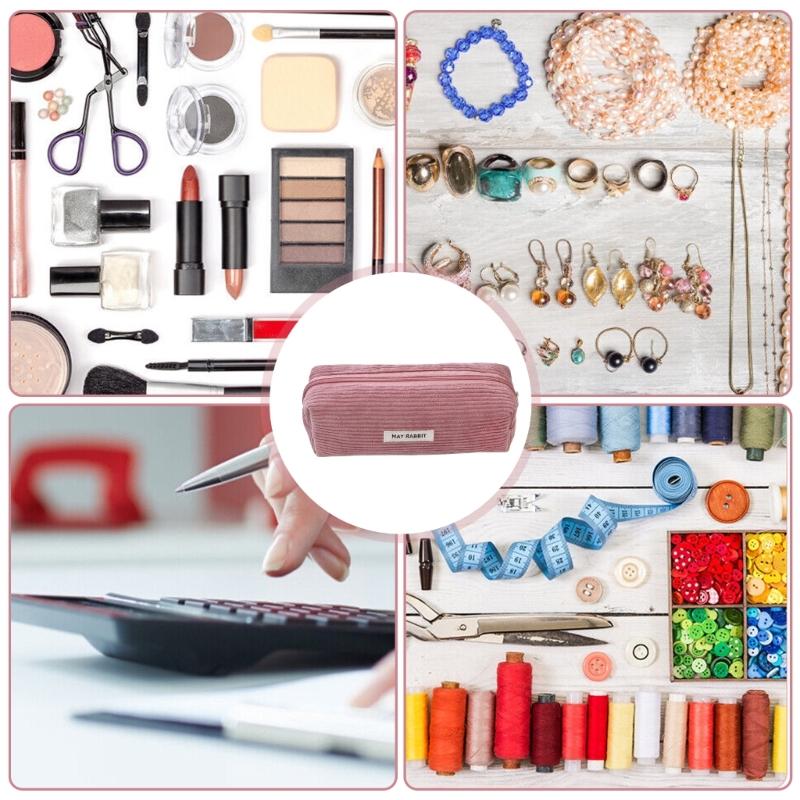 Manšestrový penál na tužky, taška na psací potřeby, velkokapacitní pouzdro na tužky, penál, kosmetická taštička, školní kancelářské potřeby pro studenty