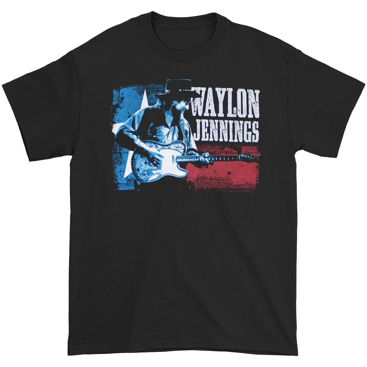 Men s Waylon Jennings Red, White & Blue T-shirt Large Black M